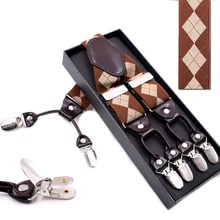 6-зажим Для Мужчин's Эластичный регулируемый взрослый ремни эластичный регулируемый жаккард плед ремешок высокого качества подвязки