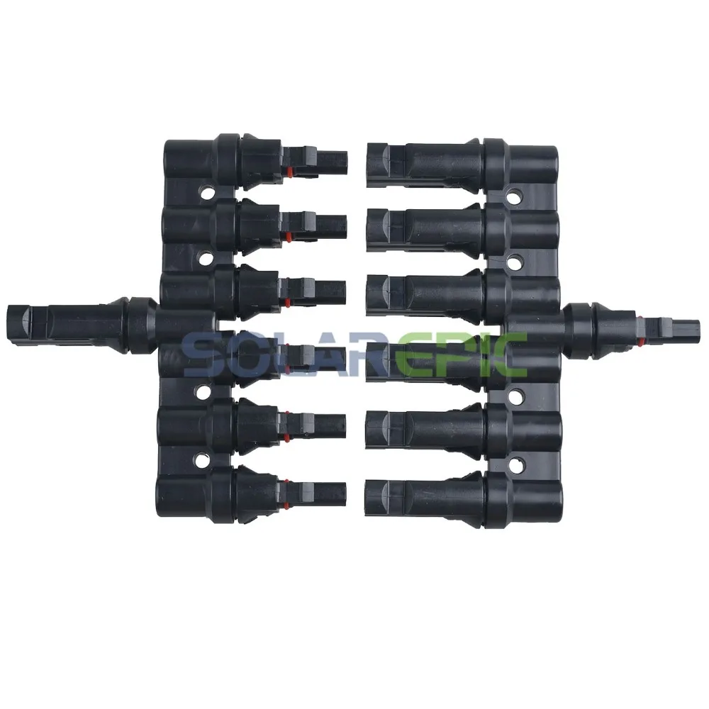 

Waterproof 1Pair MC4 Solar Panel Connector Male to Female 6 Branch MC4 Connectors IP65 CE Solar Panel Cable Connector