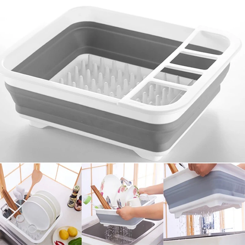 

Foldable Dish Rack Kitchen Storage Holder Drainer Bowl Tableware Plate Portable Drying Rack Home Shelf Dinnerware Organizer
