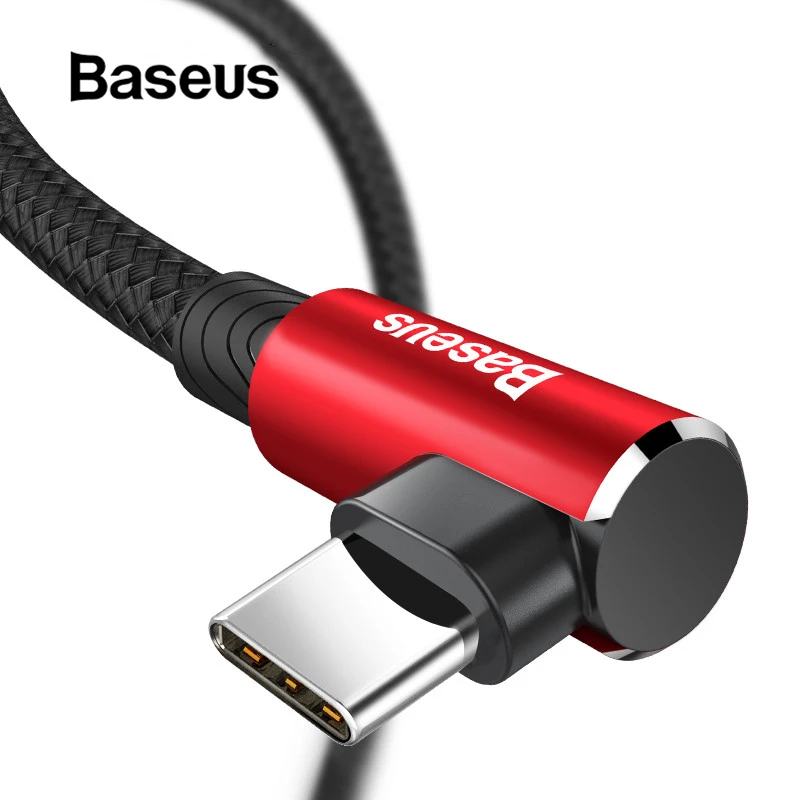 Baseus USB نوع C كابل 90 درجة ل xiaomi redmi k20 برو USB C كبل شحن الهاتف المحمول ل oneplus 7 برو نوع -C كابل