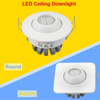 

New Design Adjustable Round/Square LED Downlight COB 3W LED Spot Light LED Ceiling Recessed Lights Indoor Lighting AC 110V 220V