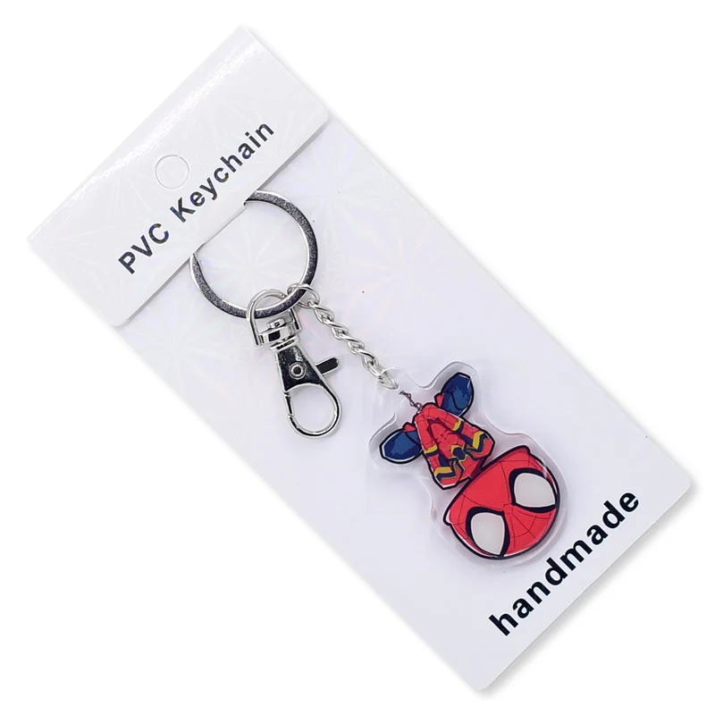 

2019 Spideman Keychain Double Sided Acrylic Key Chain Pendant Anime Accessories Cartoon Key Ring