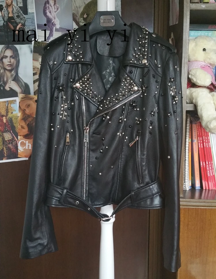 arlene sain Women The new High end custom Europe and the United States fan sheep leather