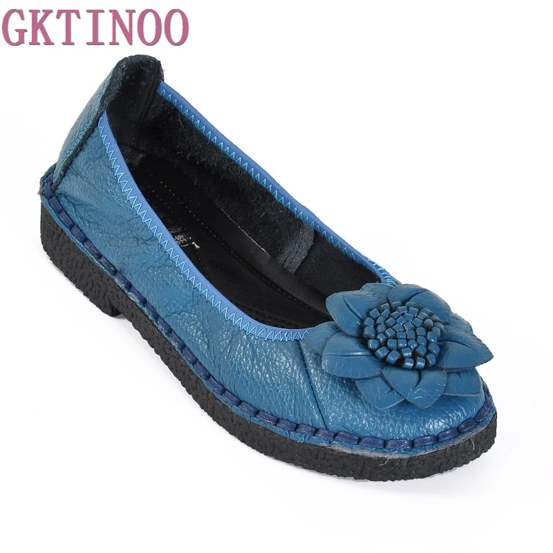 

Handmade Flower women's shoes genuine leather female moccasins loafers soft slip-resistant Hand-sewn casual shoes flats