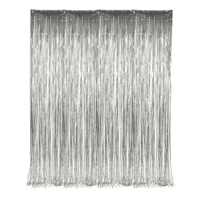 1*2m Gold Silver Metallic Foil Tinsel Fringe Rain Curtain Birthday