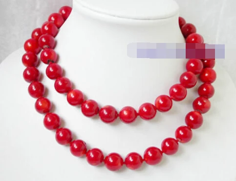

Jewelr 004844 BEAUTIFUL 33" 10mm round red natural coral Necklac