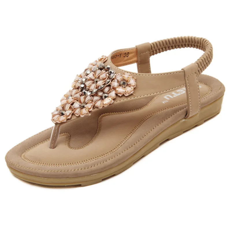 

sweet Brand women shoes woman sandals Basic PU Elastic band Solid Other Flat with Crystal Leisure Leisure A755