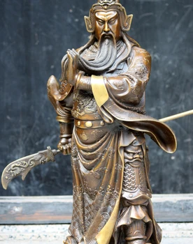 

21''China Warrior Guardian General Guangong Guan Yu Dragon Bronze Statue