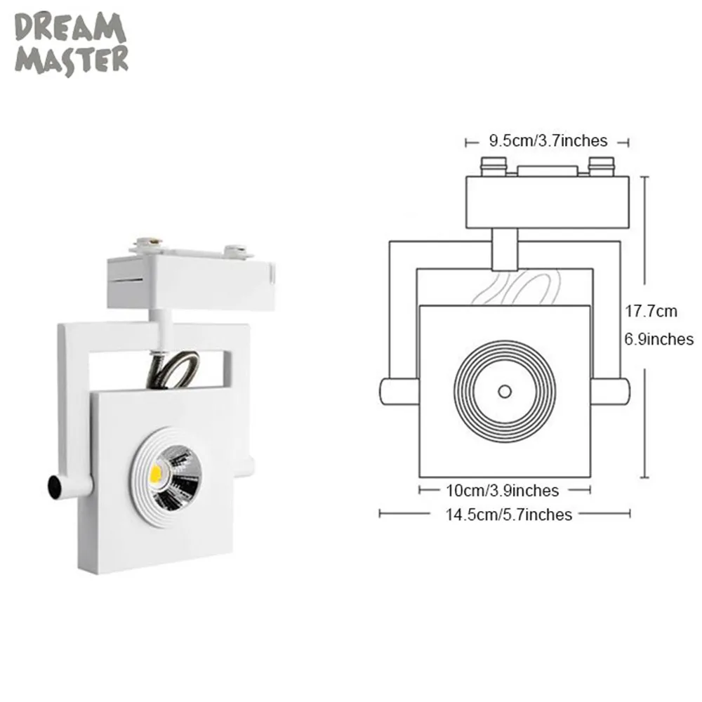Промышленный квадратный светодиодный Трековый светильник, 7 Вт 9 Вт COB Потолочный рельсовый светильник s для гостиной, кухни, магазина одежды, обувного магазина, лампа с изображением