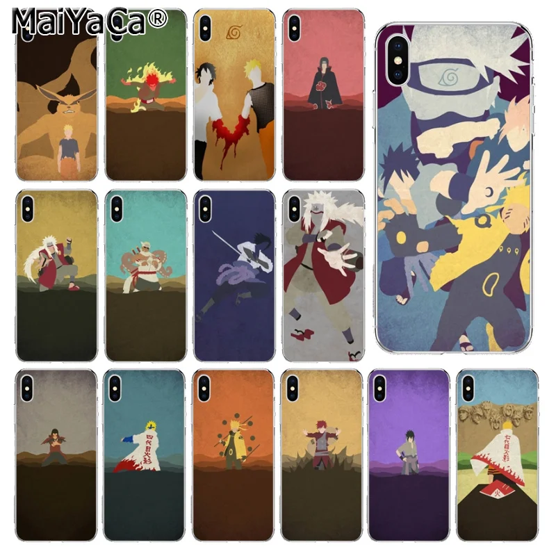 

MaiYaCa Anime Naruto Minimalist Luxury Soft Rubber Transparent Phone Case for iPhone 7 7plus 8 8Plus XRX XS MAX 5 5S SE 6 6s
