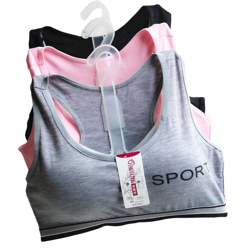 

Teenage Girls Training Bras 2017 New Arrival Student Sport Wireless Bras Children Cotton Tank Tops Teens Underwear Solid GB02