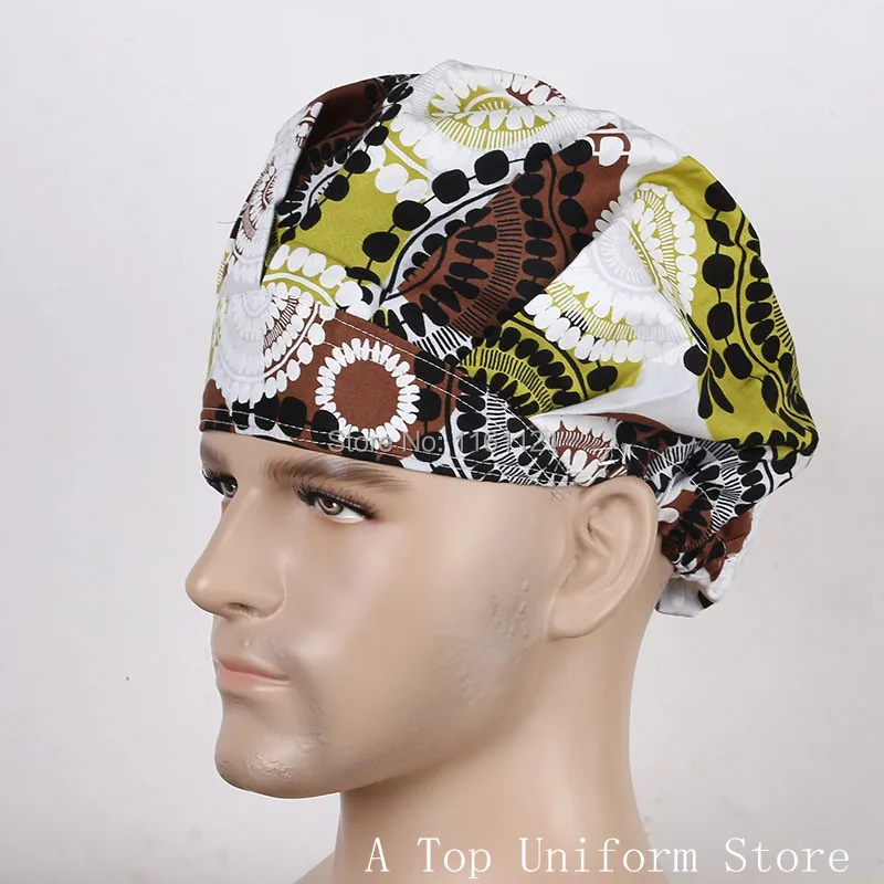 

2018 Sale Medical Suit Mens Surgical Cap Medical Caps Scrub for Doctors And Nurse ,100% Cotton Adjustable Length At Back C10