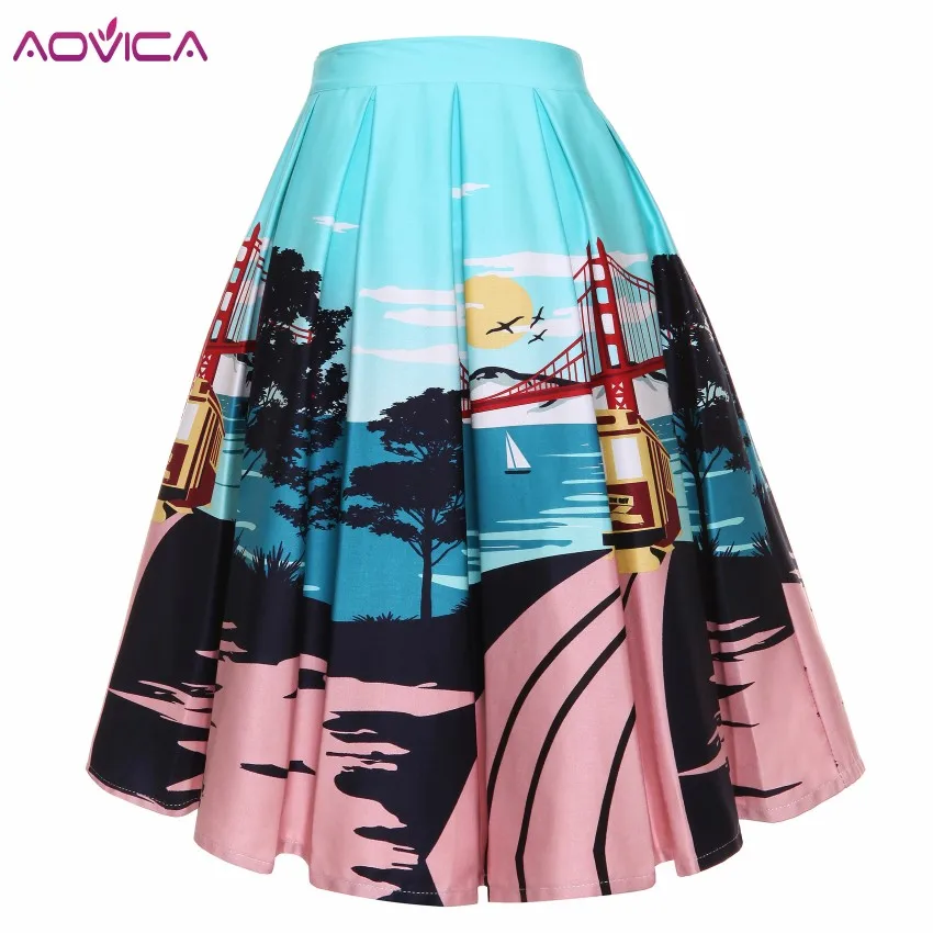 Aovica черная юбка Женская высокая талия плюс размер цветочный принт женские клетчатые юбки Скейтер 50 s качели женские винтажные юбки