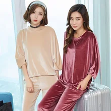 Осенне-зимние мягкие бархатные уютные женские пижамы с длинными рукавами из модала повседневные сексуальные женские пижамы для отдыха и сна одежда для сна