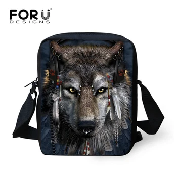

FORUDESIGNS Women Cross Body Bags Cool Wolf dog Printing Messenger Bags Handbag bao bao for Ladies Shoulder Tote Bolsa Feminina