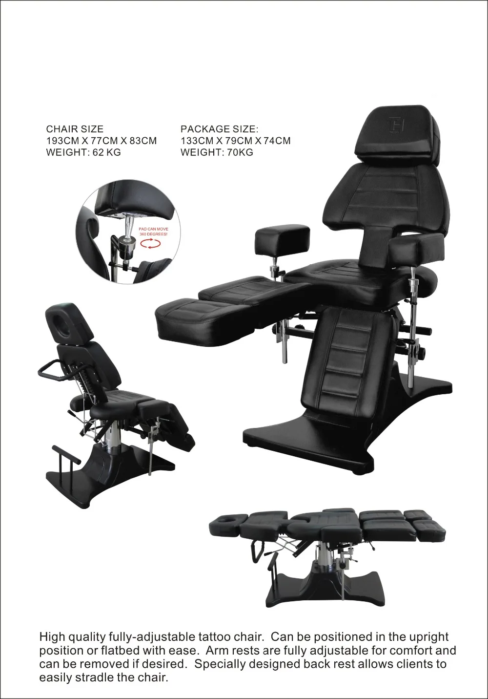 

High quality adjustable hydraulic tattoo chair furniture