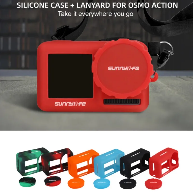 

Silicone Protective Sleeve Lens Case Anti Scratch Anti-Shock Cover with Lanyard for DJI Osmo Action Sports Camera Accessories