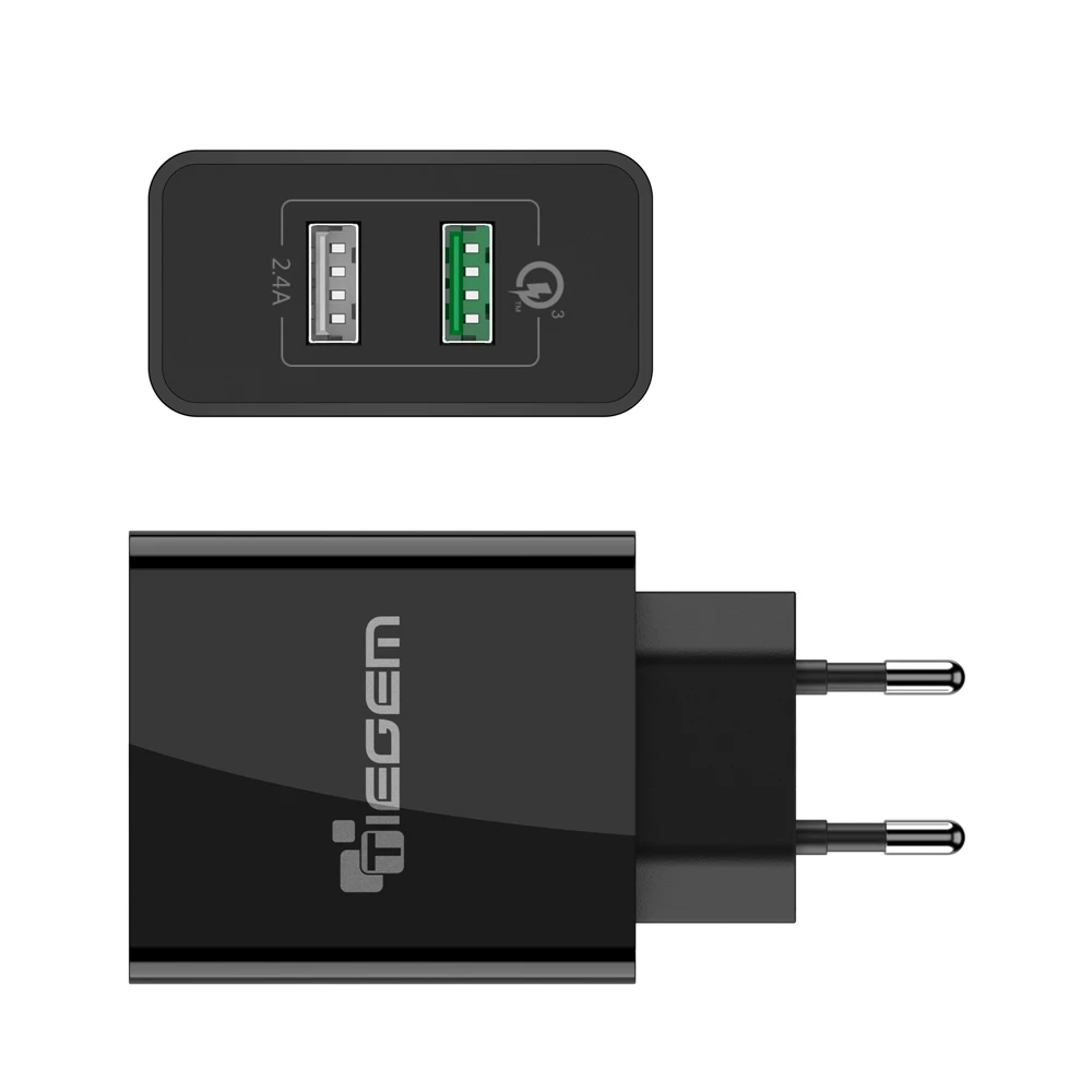 TIEGEM 30 Вт быстро Quick Charge 3,0+ 2.4A Dual USB универсальный мобильный телефон Зарядное устройство Портативный ЕС США Разъем для samsung huawei Xiaomi LG