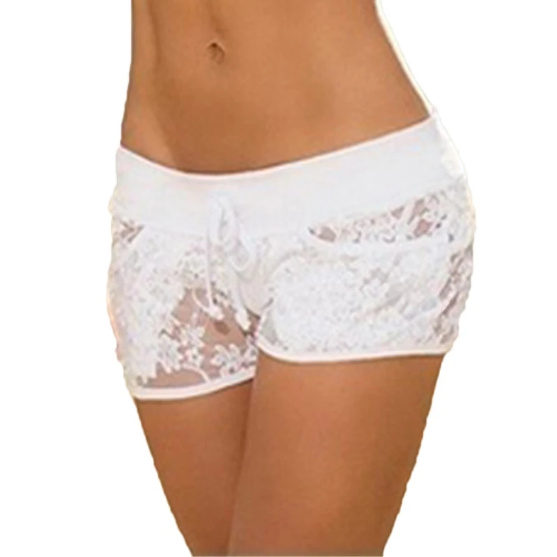 

Sexy Women Lace See Through Solid Color Summer Low Rise Clubwear Pants
