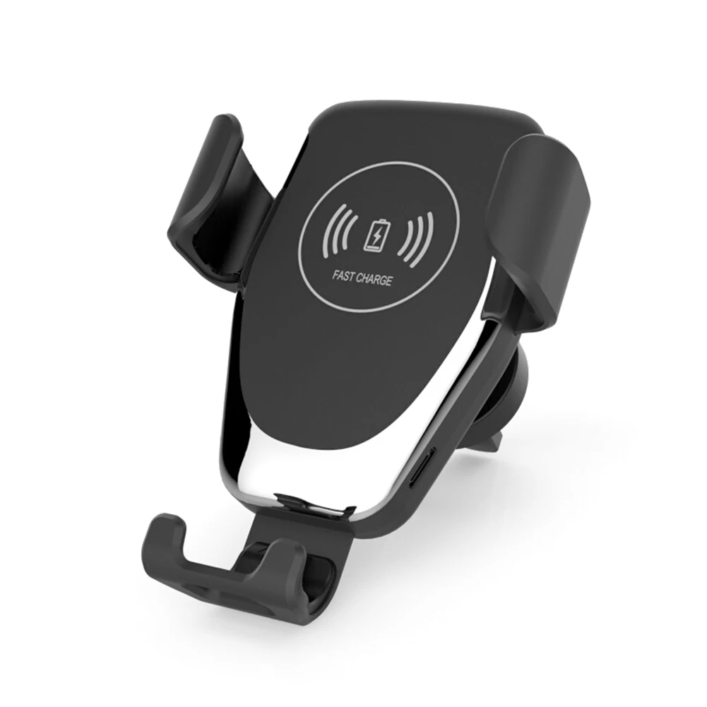 USB Быстрое беспроводное зарядное устройство Qi для iPhone samsung с поворотом на 360 градусов, автомобильное зарядное устройство для мобильного телефона s - Тип штекера: black