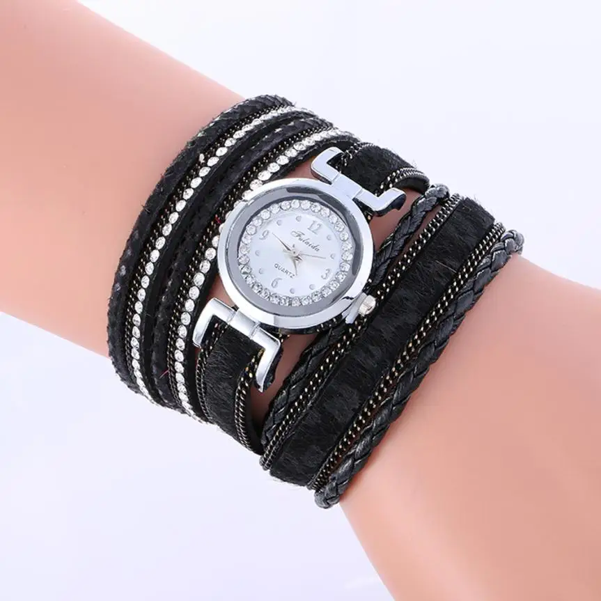 

tumblr 2017 new brand watch women luxury watch Wrap Around Fashion Weave Leather Bracelet Lady Womans Wrist Watch gift for girls