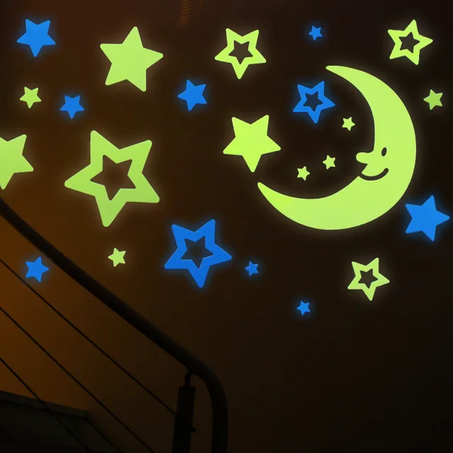 Kid's roomStar moon night light 3D wallpaper affixed to the bedroom can be removed selfadhesive