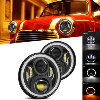 

2pcs 7inch Round Led Headlight High Low Beam DC12v 24v Lights Headlamp For Wrangler Lada 4x4 urban Niva suzuki samurai