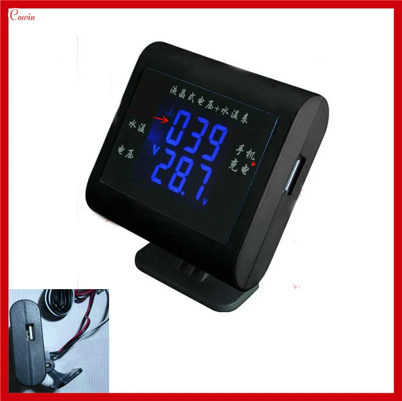 New 3 Funtion 12v/24v/36v Auto Car Lcd Voltmeter Voltage Gauge Water