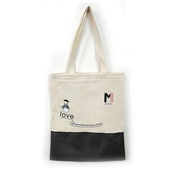 

Women Casual Totoro Handbags Shoulder Bags Environment Friendly Cartoon Portable Canvas+Pu Leather Student Bags Shopping Bag