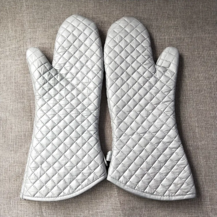 2pcs/set Baking Tool Excellent Long Silver Glove Kitchen Microwave Heat
