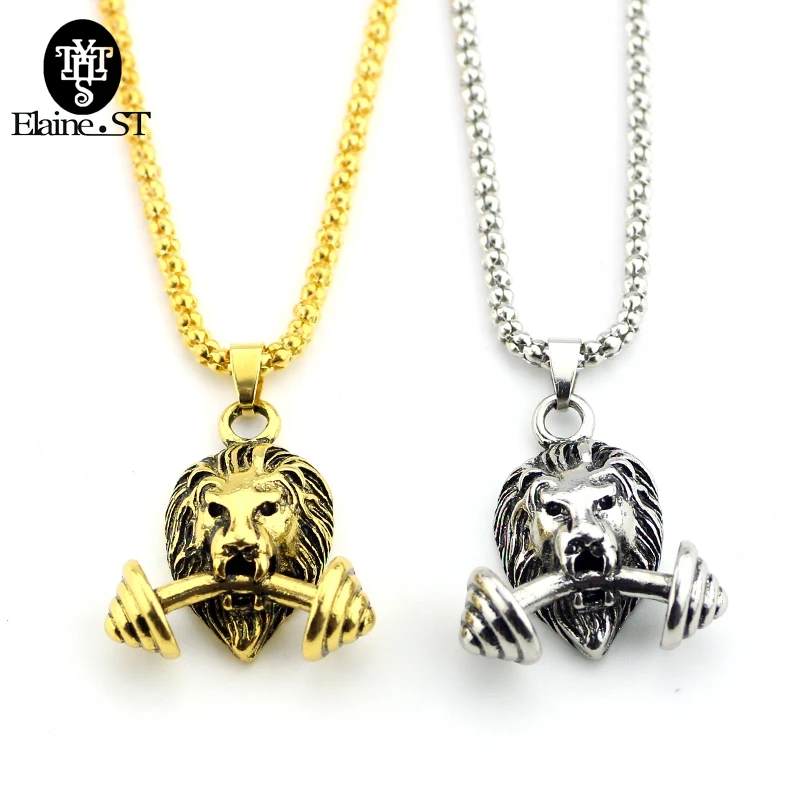 Безстрашное женское ювелирное изделие подвеска Лев для фитнеса|necklace with|dumbbell