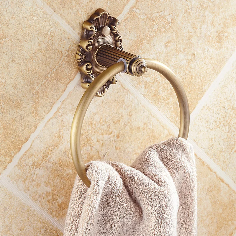 Free Shipping European Style Antique Brass Towel Ring Bathroom Hangers