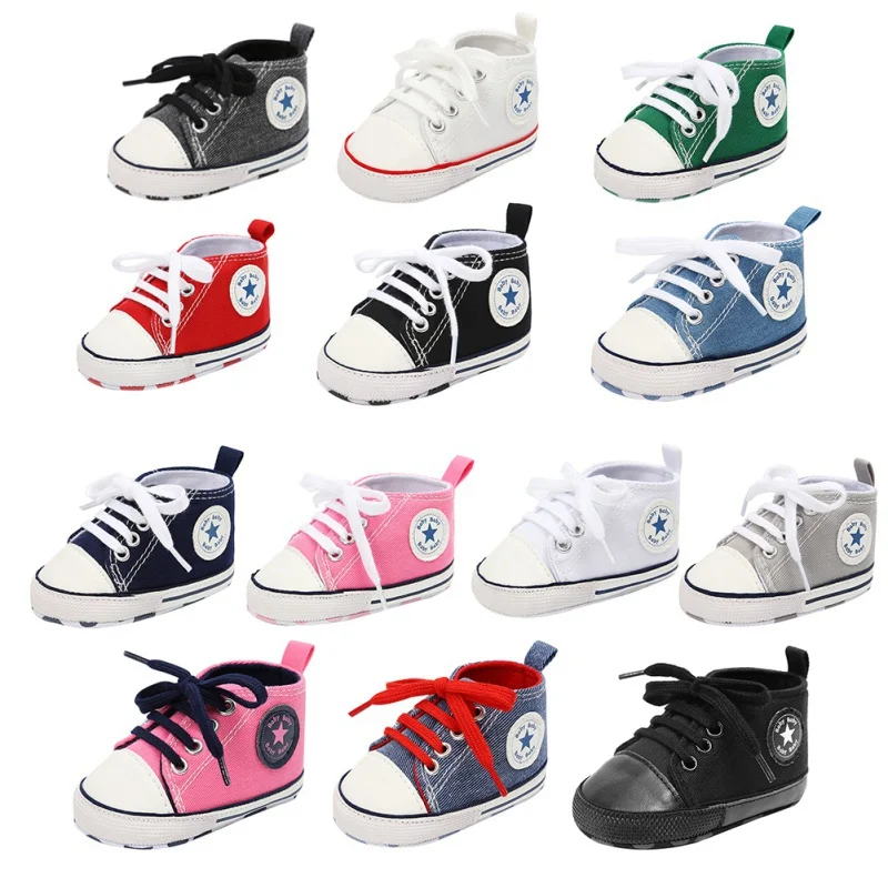 Toddler Kids Boys Girls Shoes Spring /autumn Canvas Sneakers High Top Lace Up Baby Shoes Casual First Walkers
