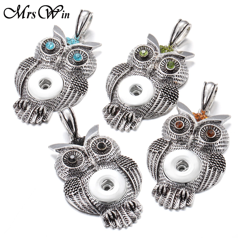 

New Snap Jewelry Pendant Owl 18mm Metal Snap Button Pendant Fit DIY 18mm Snaps Buttons Jewelry Button Pendants