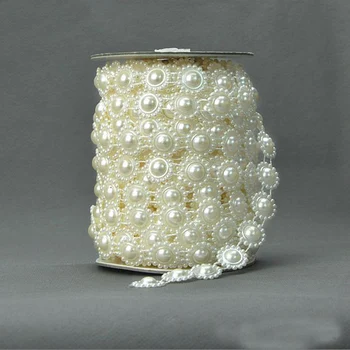 

A Roll 15 Meters Artificial Pearls Bead Garland Spool Rope Cotton Chain Wedding Party Home Decoration Handmade DIY Accessories