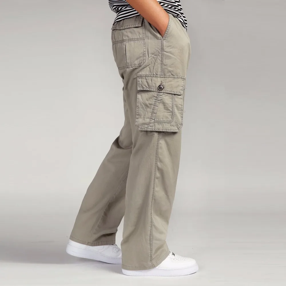 Bigbarry Mens High Waist Baggy Stretch Business Straight Fit Pants Trousers