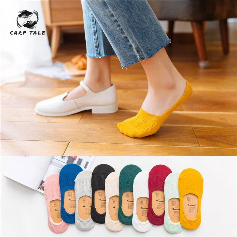 

1 pac Candy Color Invisible Non-slip Low Cut Socks Fashion Women Casual Cotton Breathable Ankle Boat Socks Elastic Short Hosiery