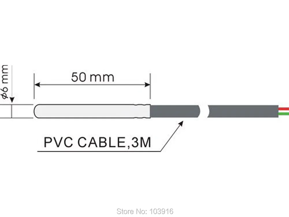 Temperature Sensor NTC10K for Solar Water Heater PVC cable 3 meters 