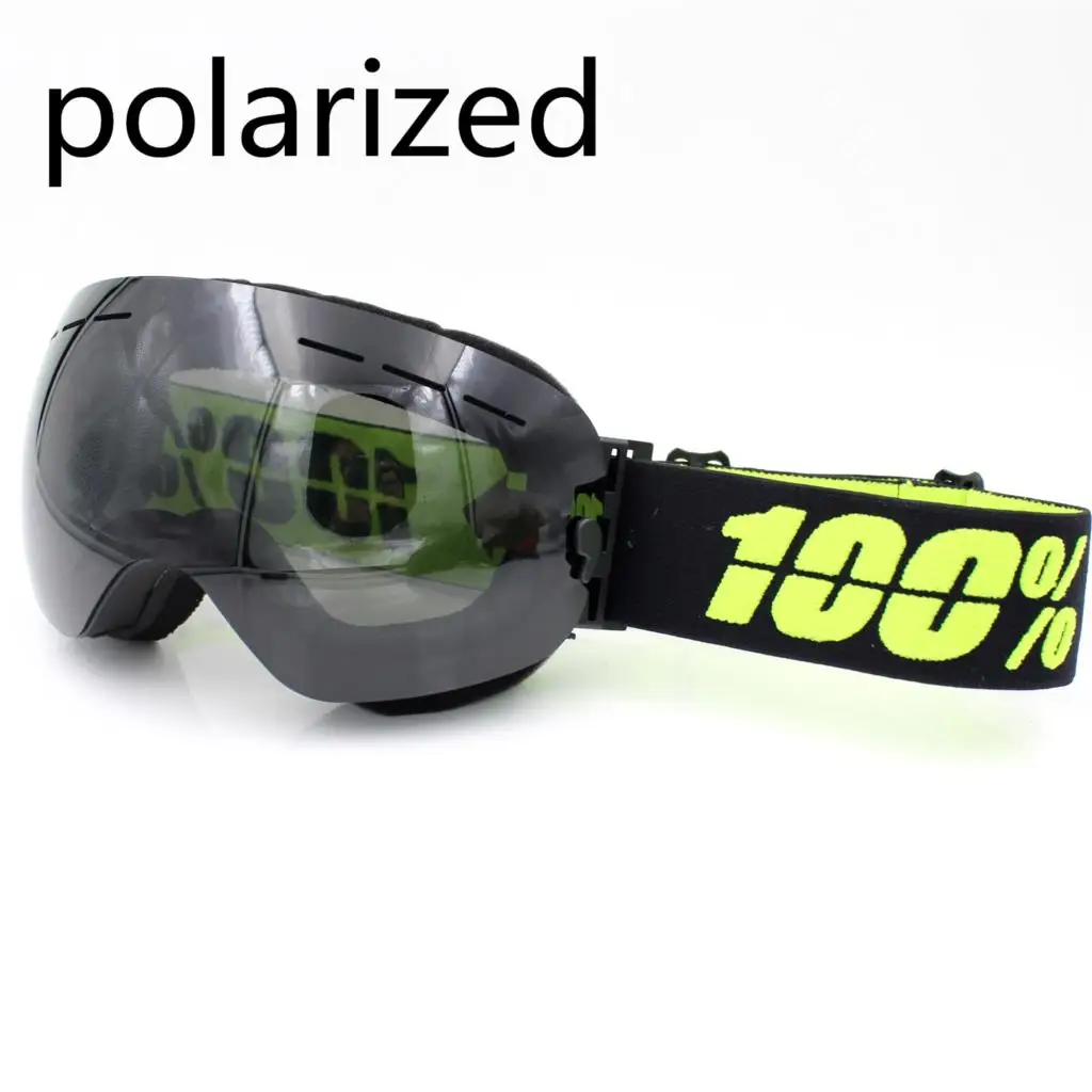 100 marca gafas de esquí doble capas UV400 anti-niebla gran máscara de esquí gafas de esquí de las mujeres de los hombres de nieve snowboard polarizado gafas