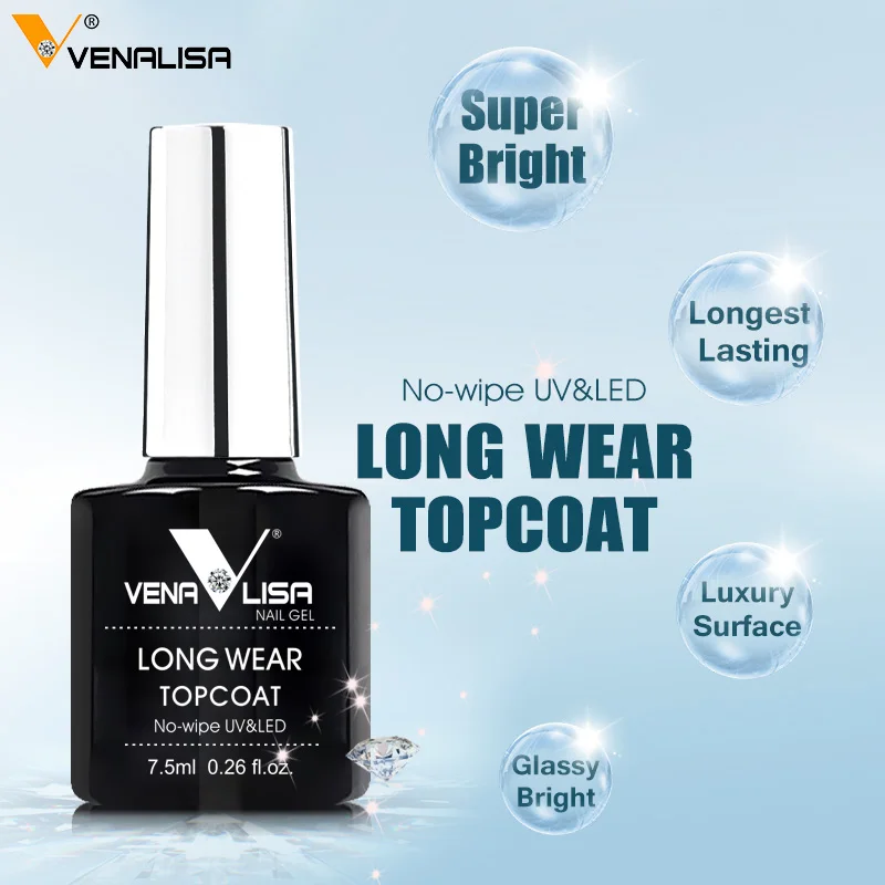 New manicure Venalisa 30ml 1oz Nowipe topcoat soak off led uv nail gel polish base coat nail polish gel - Цвет: LongWear