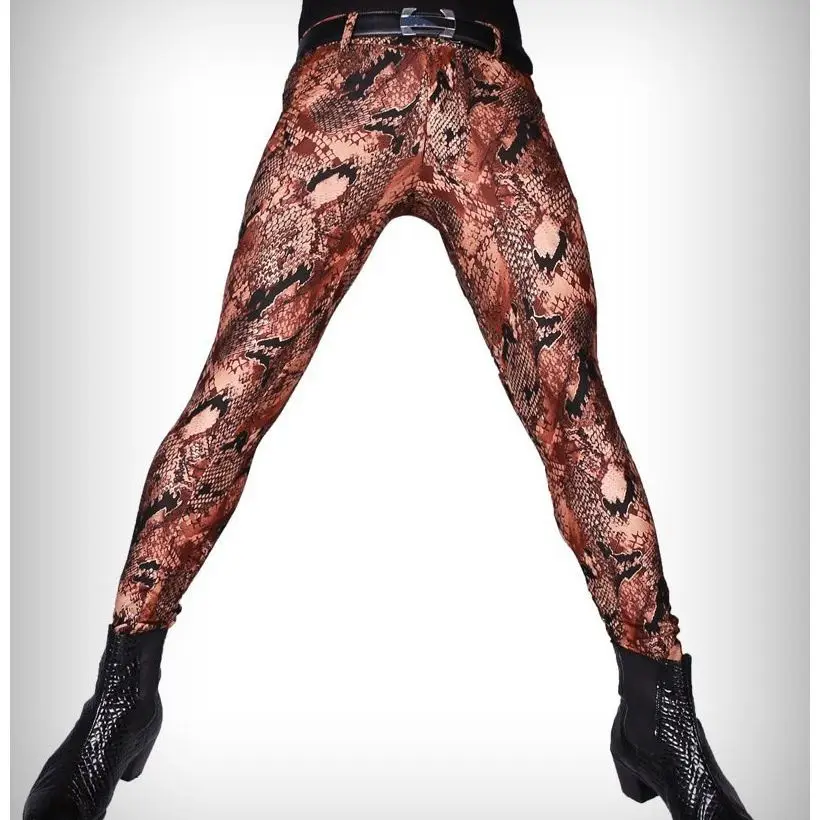

Free Shipping Charm Fashion Men Snake Metrosexual PU Leather Pants Legging Sexy Slim Pants Long Skinny Casual Pencil Trousers