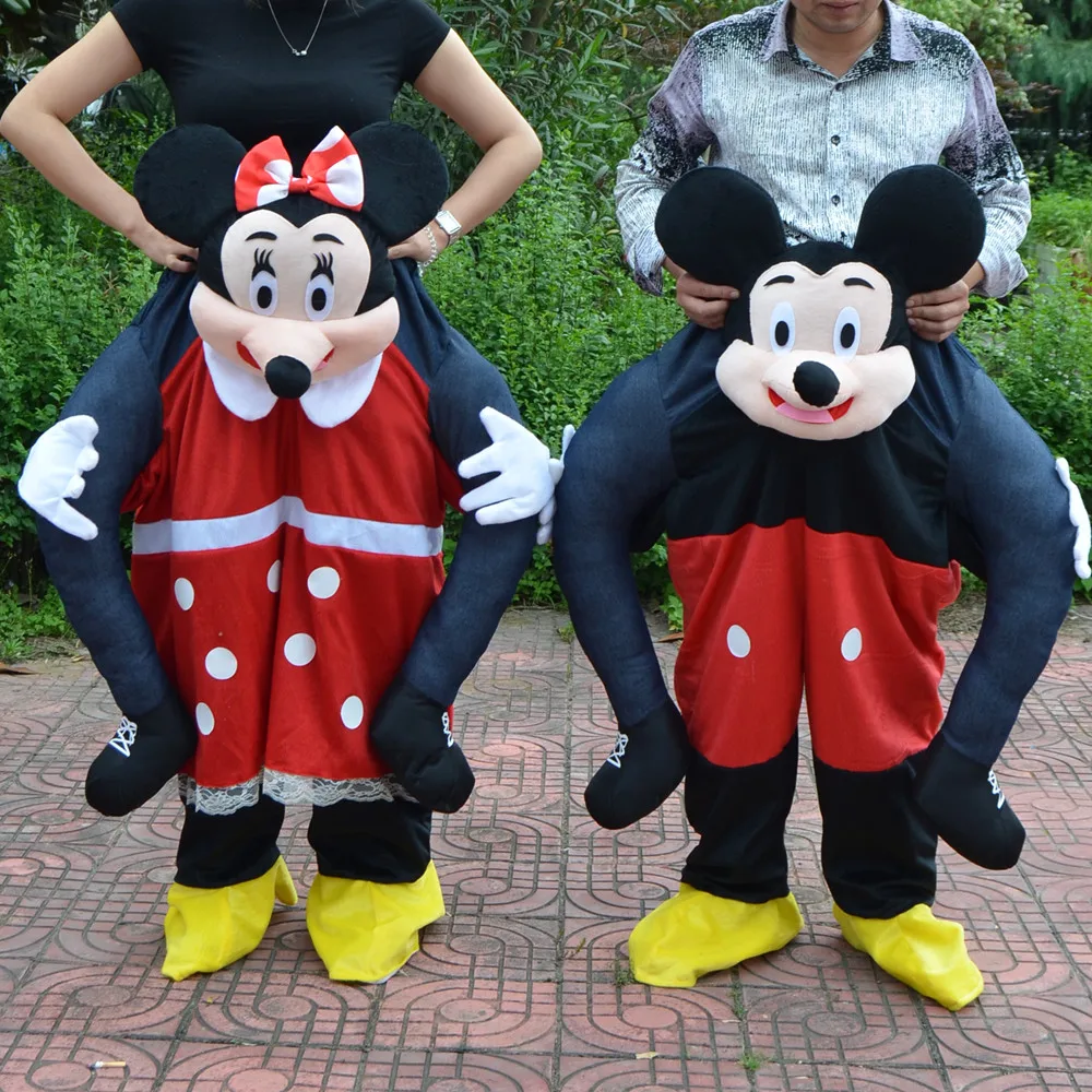 

Halloween Ride on Me Mickey and Minnie Mascot Carry Back Fancy Dress Costums couple New Mouse Mascot Costume Adul