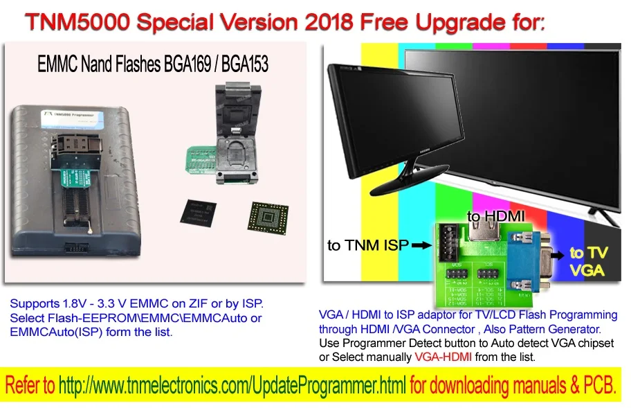 Гнездо VGA/HDMI к ISP адаптер для TNM5000 tv/lcd Flash программирование через HDMI/VGA разъем