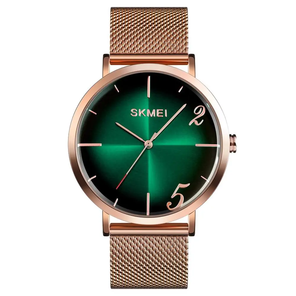 Модный бренд SKMEI женские часы Роскошные сетчатый ремень кварцевые наручные часы повседневное женское платье браслет простой дизайн женские s часы - Цвет: Green