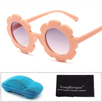 

Vintage Round Kids Sunglasses With Case Child Cute Sun Glasses Sun Flower Gafas Baby Children Sunglasses Girls Boys UV400 Oculos
