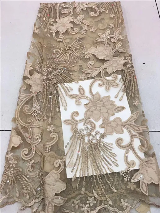 Sequined Style African High Quality Net Wedding Lace Fabric 2018 New Nigeria Sequins Guipure Tulle Sewing Evening Dress Material | Дом и сад