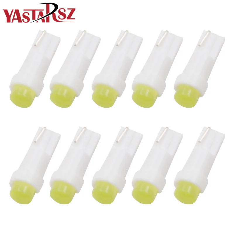 

10PCS T5 led Bulb COB SMD W1.2W Lamp Car Interior Dashboard Gauge Instrument DC 12V 6000K White Green Red Blue Yellow 3000K