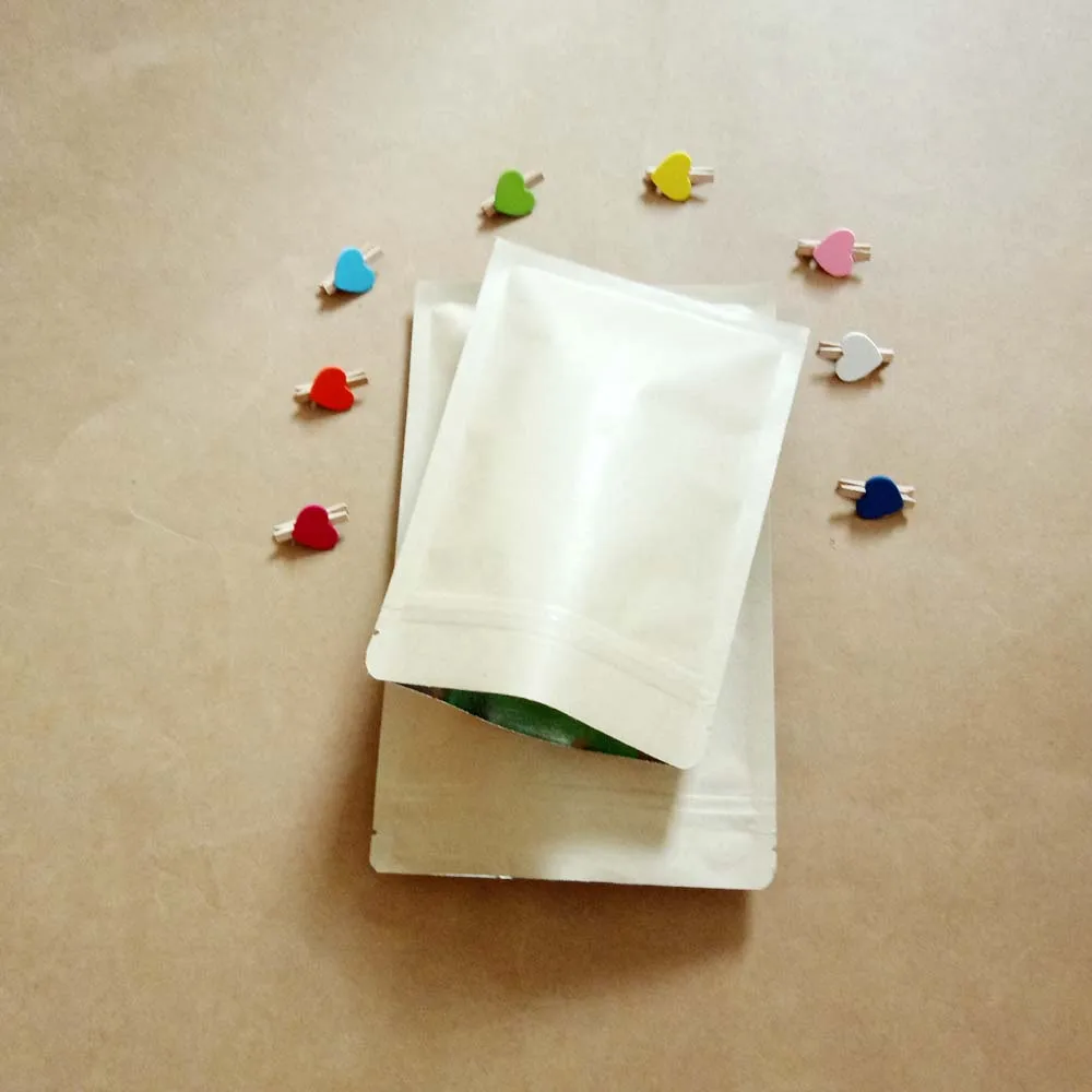 

100pcs Brown Flat Aluminum Kraft Paper Bags For Gifts/Wedding/Candy/Tea/Food Kraft Bags Crafts No Stand Up Ziplock Packing Bag