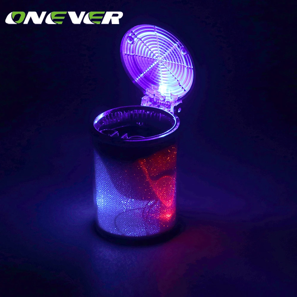 

Onever Car Ashtray with LED Light Cigarette Ash Tray Container Smoke Ash Cylinder Smoke Cup Holder Storage Cup Auto Accessories