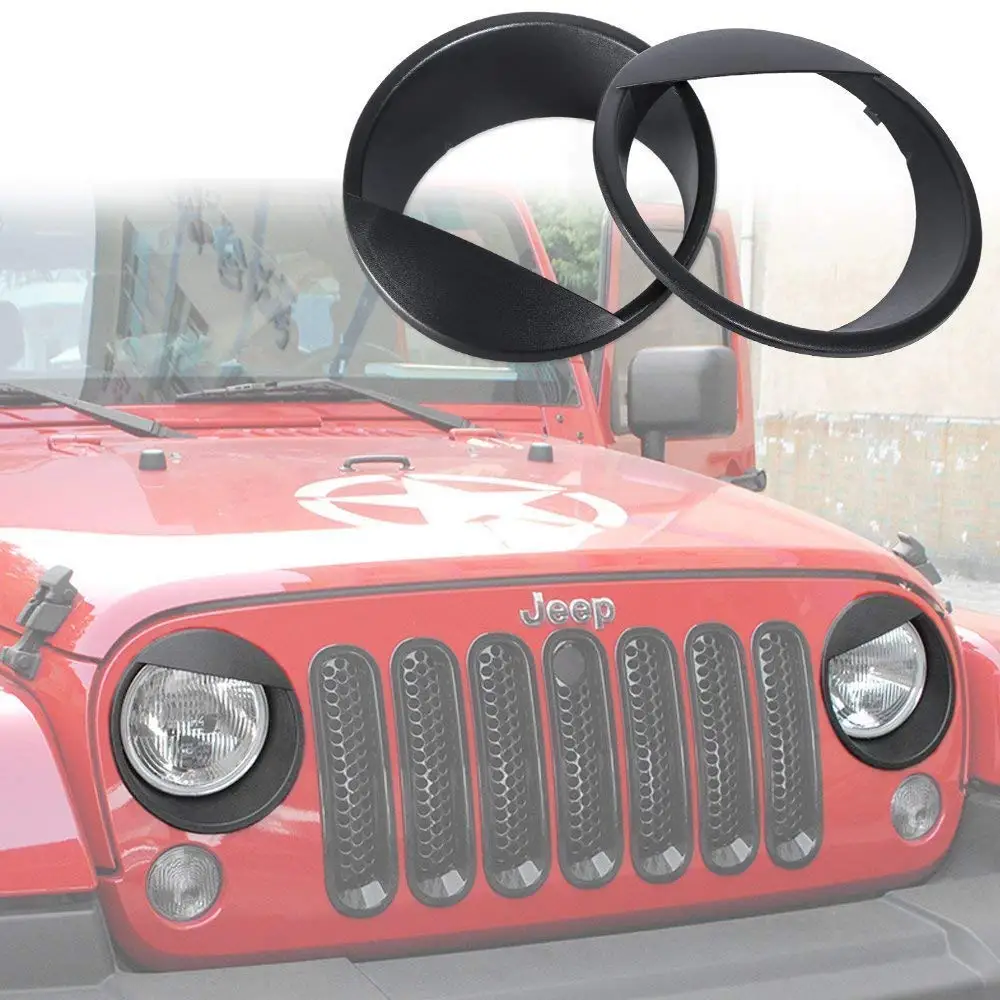 

Headlight Trim Cover Angry Bird Bezels Clip-in for Jeep Wrangler & Wrangler Unlimited JK - Pair, Black 2007-2018